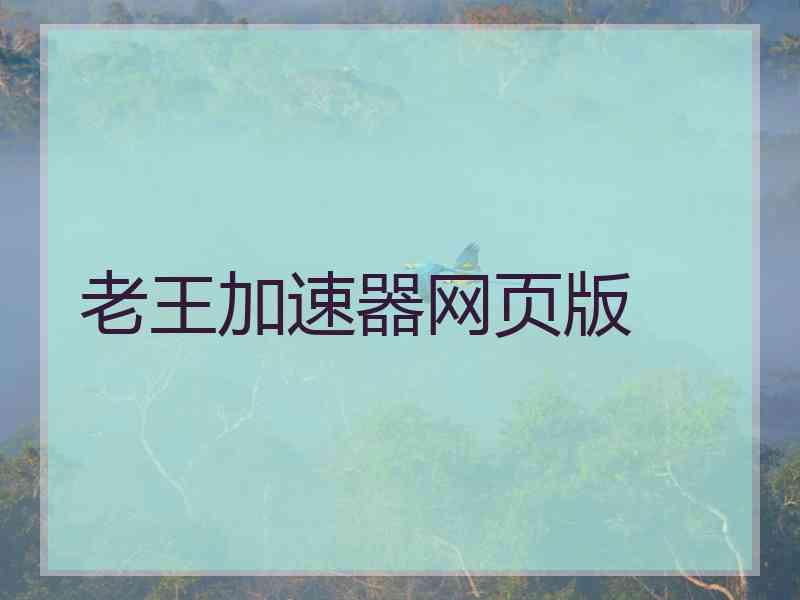老王加速器网页版