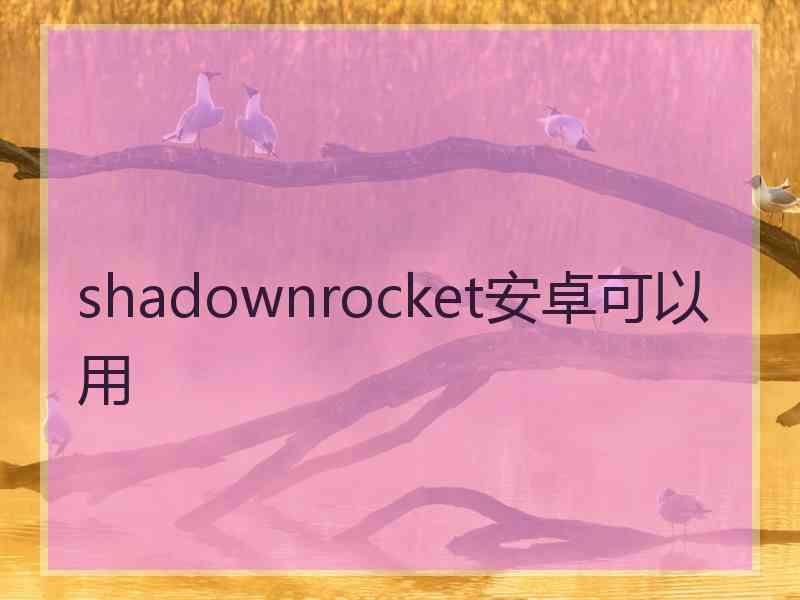 shadownrocket安卓可以用